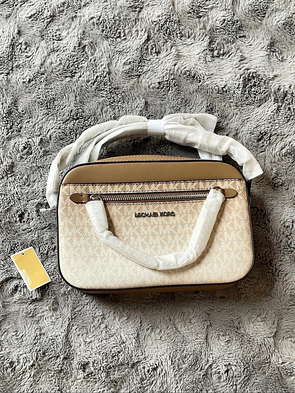 Michael Kors Jet Set Large Ombré Signature Logo Crossbody Bag Beige & Brown
